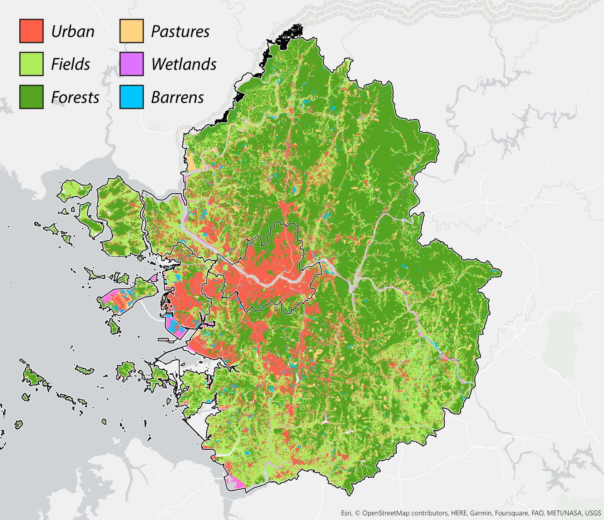 Figure 1. Land cover maps in 2007